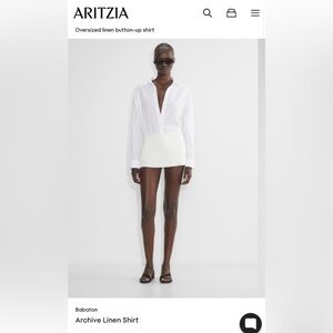 Aritzia Babaton 100% Linen Archive Button down Shirt- in white